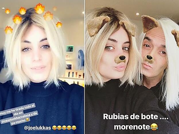 La influencer, de rubia.