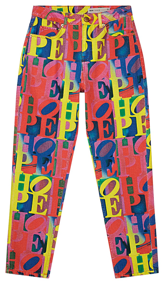Pantalones denim de ASOS con estampado de Warhol.