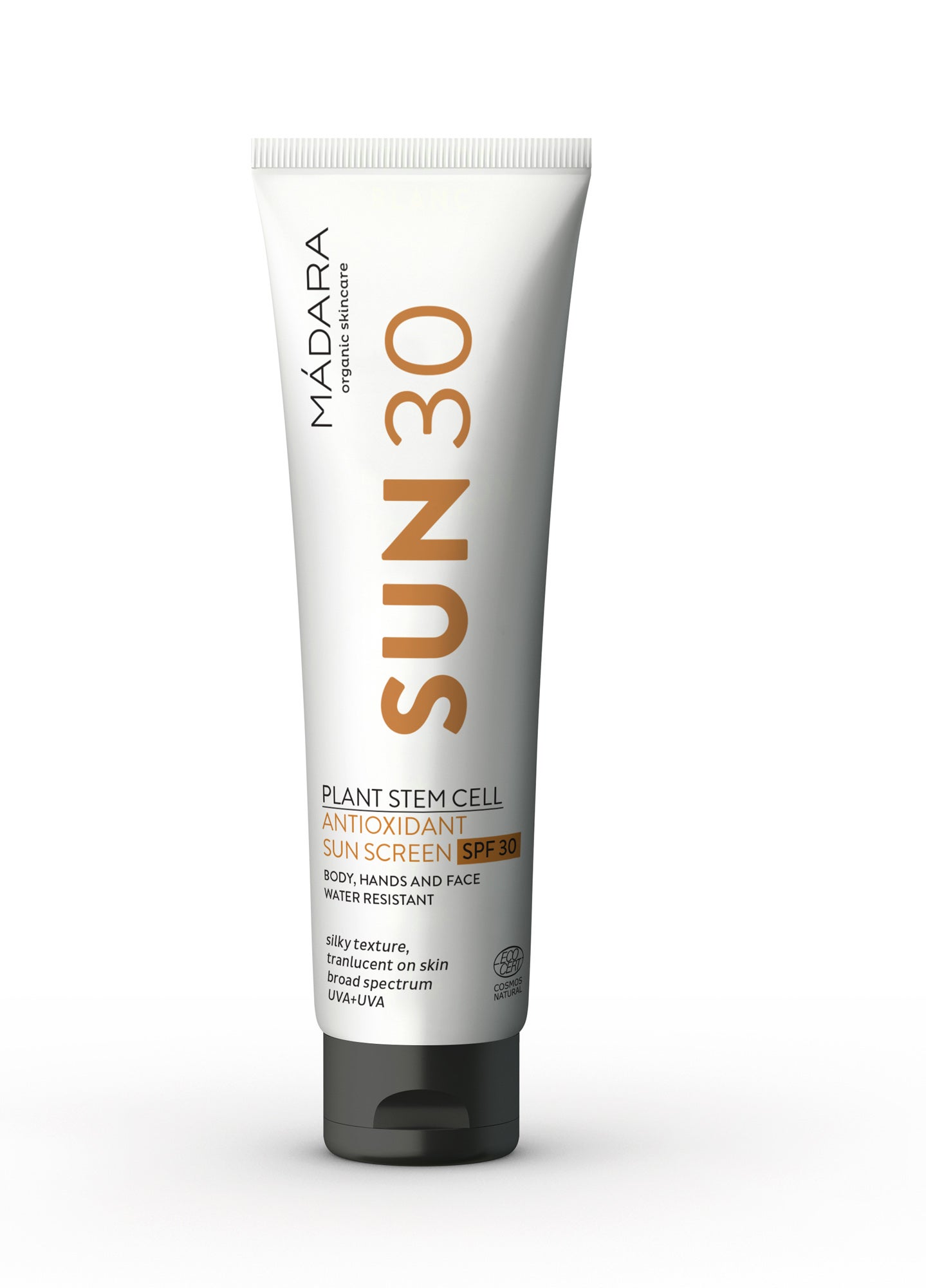 Un protector solar para cuerpo, manos y rostro natural, con certificado Ecocert. Ofrece alta protección UVA y UVB. Textura translúcida e invisible sin rastro de marcas blancas. Hidrata y regenera la piel, además de prevenir la sequedad y los síntomas del envejecimiento prematuro. (19,50€)