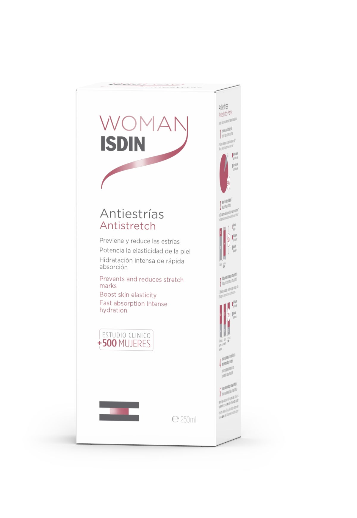 Crema corporal antiestrías de rápida absorción que contiene centella asiática, rosa mosqueta, manteca de Shorea y vitamina E con acción antioxidante. Dispone de evidencia clínica que demuestra su eficacia en la ayuda de la prevención y reducción de las estrías. Además, potencia la elasticidad de la piel. (24,25€)