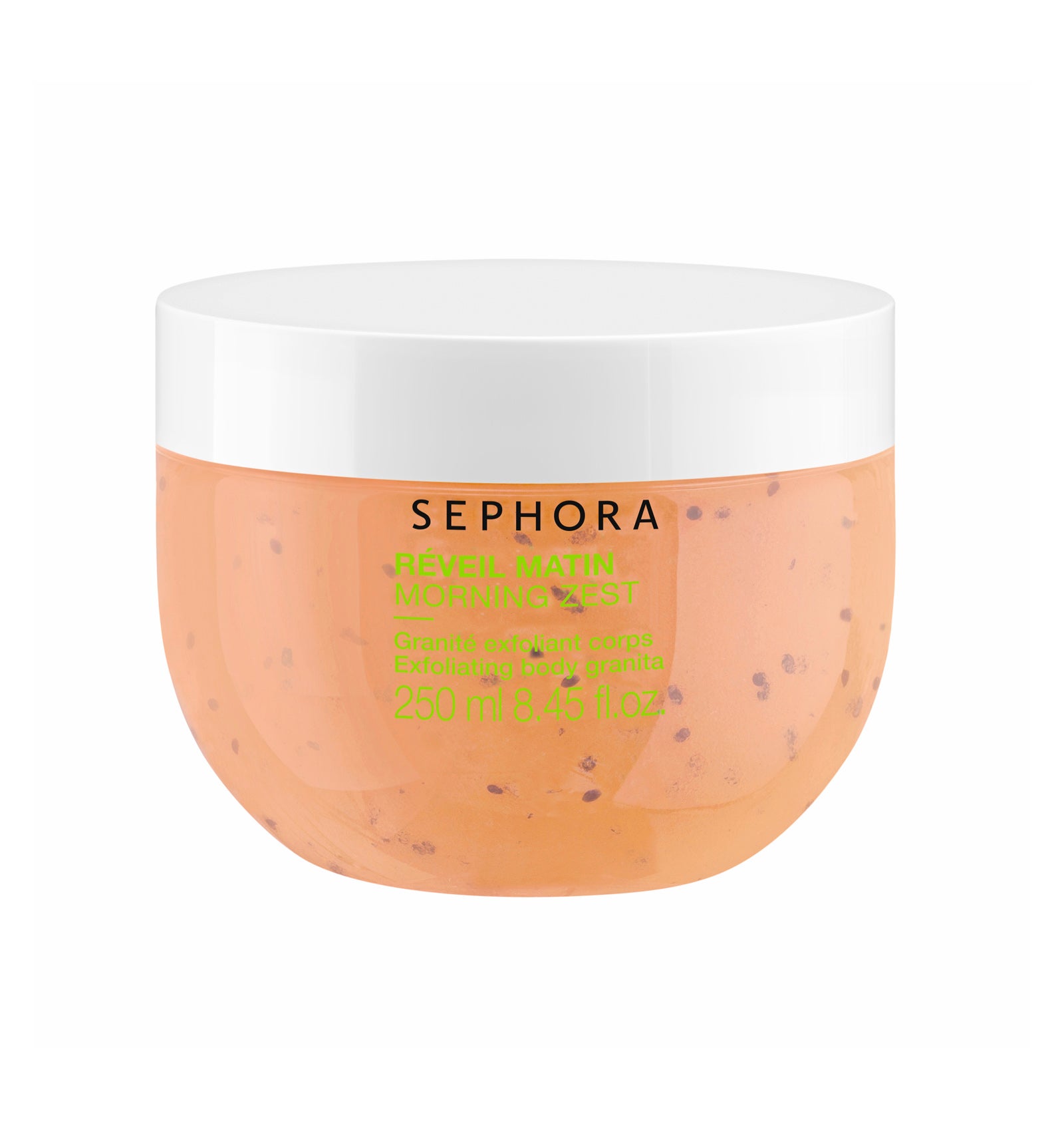 Exfoliante de textura exquisita y granizada que alisa la piel, combate las células muertas, suaviza la textura de la piel y la perfuma. (9,99€)