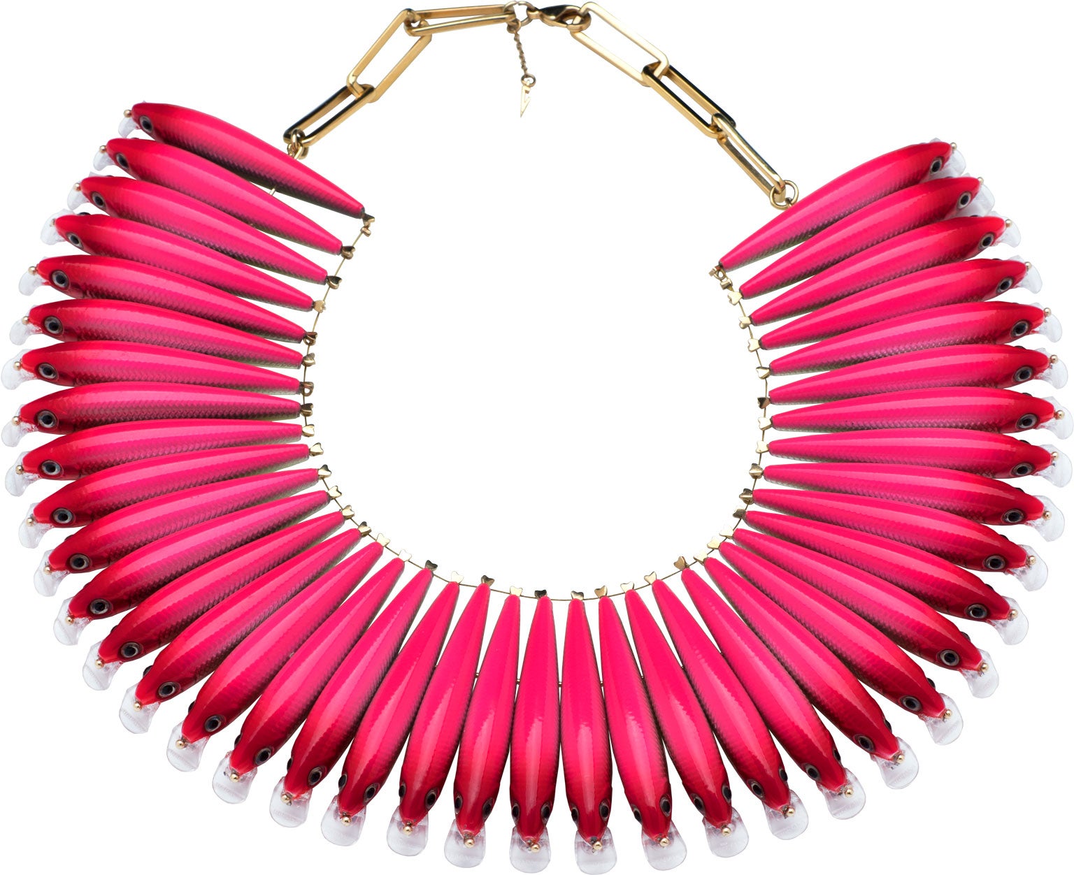 D'aquatic es la nueva colección que firma esta artista multidisciplinar. Collares, pendientes y pulseras con peces de colores, que en realidad son señuelos (dicen que los mejores del mundo), de la marca finlandesa Rapala.