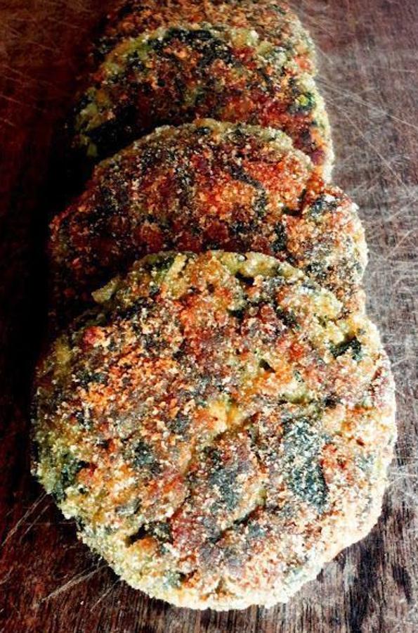 Hamburguesas de arroz y acelgas.