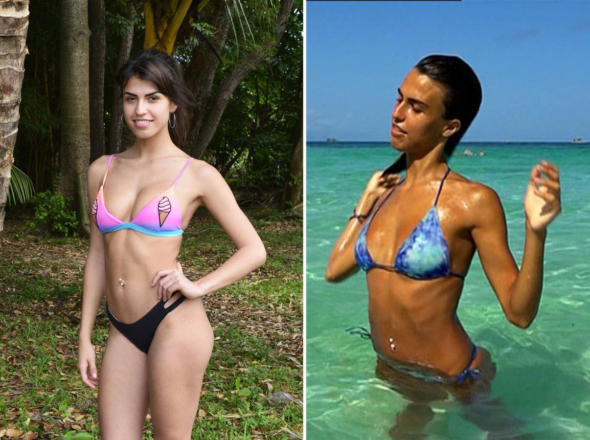 La perdida de peso es muy evidente en Sofía Suescun. Los huesos están más marcados en su torso.