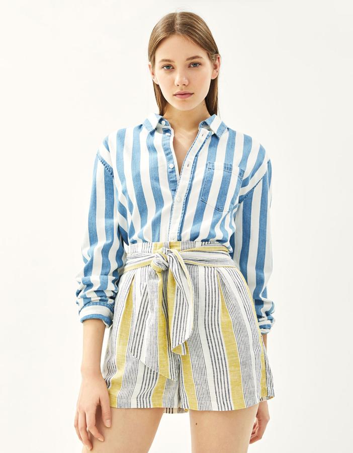 Short de lazo con estampado de rayas 15,99 euros.