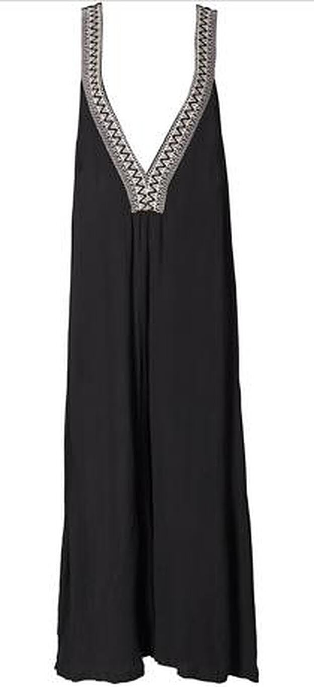 Mono negro en tela india con bordado, 49,90 euros.