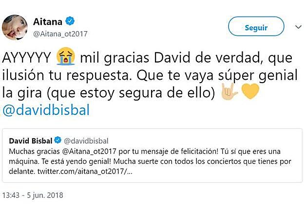 La emoción de Aitana.