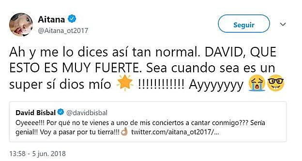 Aitana no se podía creer lo que le estaba pasando en Twitter con DAvid Bisbal.