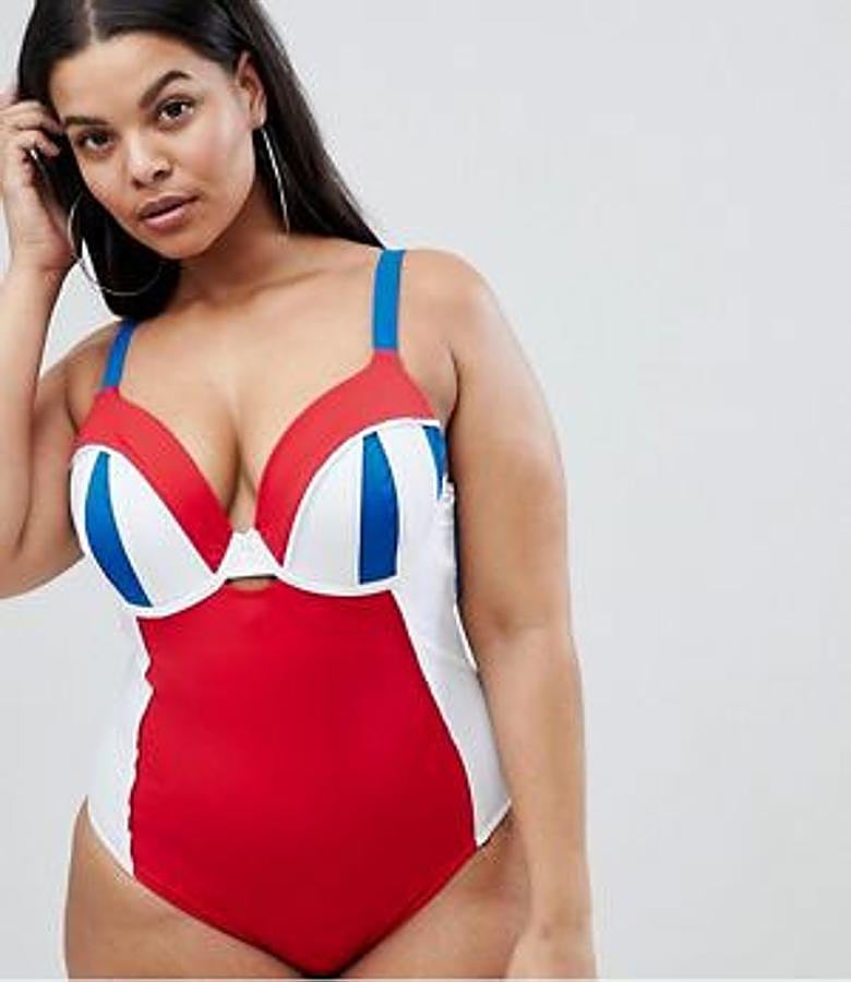 Bañador con aros y copas diseño colour block, 44,99 euros.