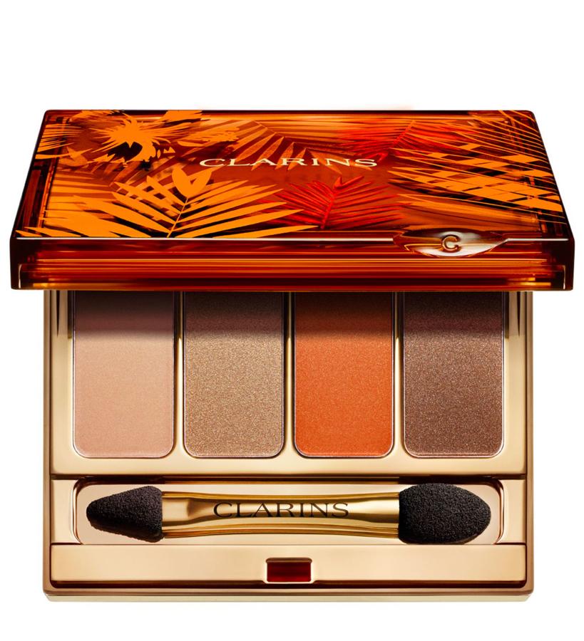 Del nácar al tostado sin dejarse el teja, Clarins apuesta por los tonos terrosos que despiertan la mirada de un solo brochazo.  Palette Yeux 4 Couleurs Edición Limitada de Clarins  (47,50 €).
