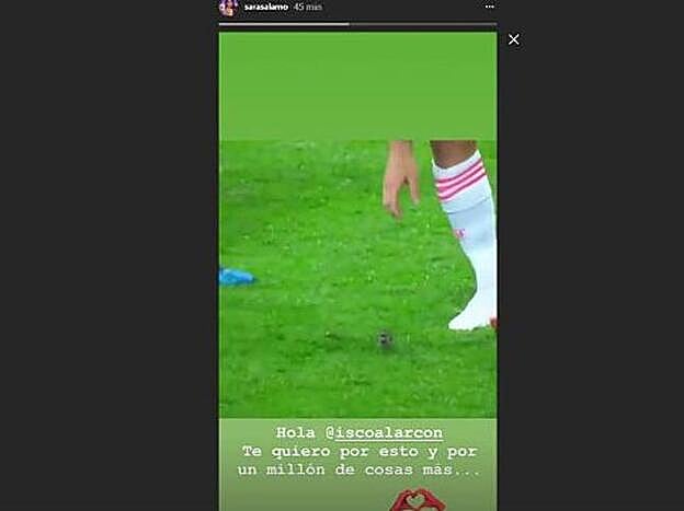 Sara Sálamo publicó este 'story' en su cuenta de Instagram.