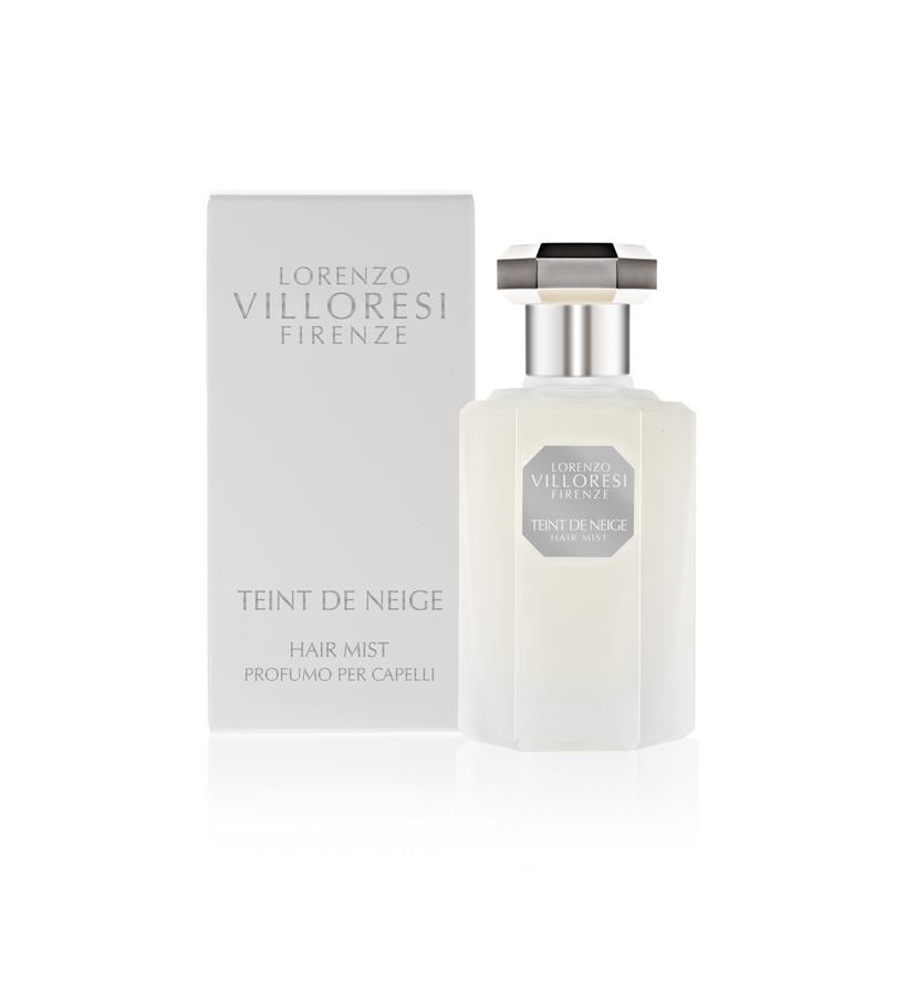 El famoso aroma  Teint de Neige , delicado y elegante, de Lorenzo Villoresi, también baña el cabello con sus notas de flores empolvadas (48 €).