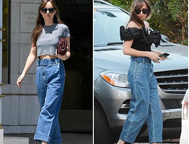 Dakota Johnson luce los mismos pantalones de día que de noche