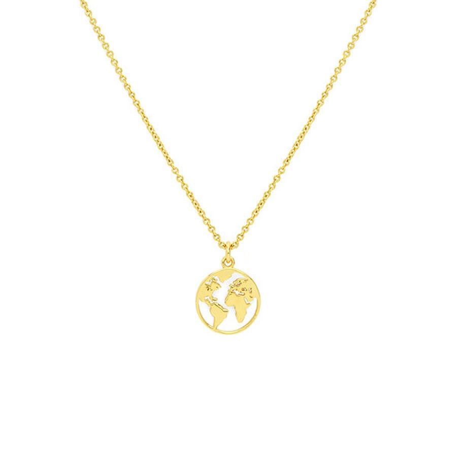 Este collar es ideal para llevar en todos tus viajes. Fabricado en plata 925 y bañados en oro de 18K, este mapa del mundo le dará a tu estilo un toque personal en tus viajes. Son de Tabita Jewels (Precio: 26,25 euros)