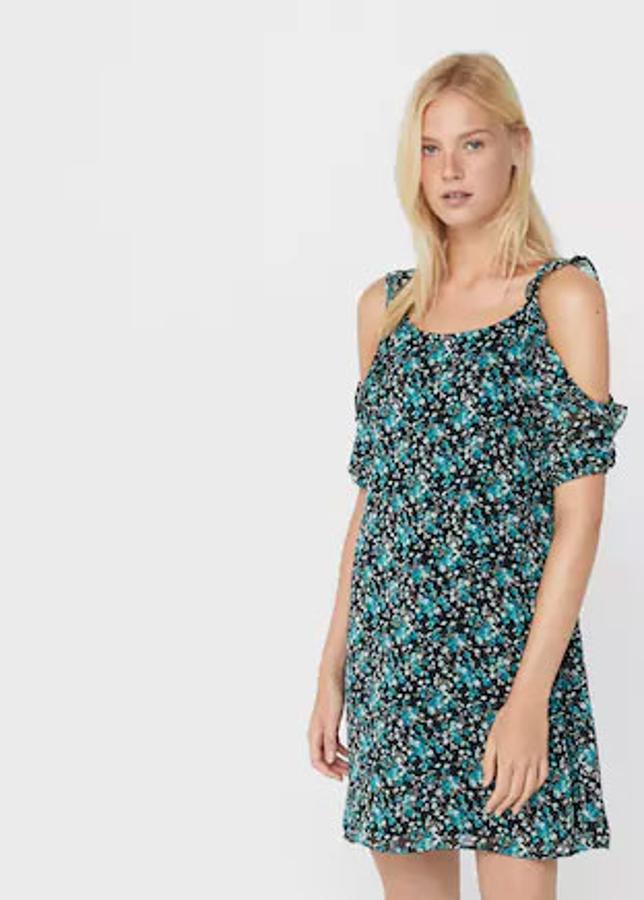 Vestido cold shoulder con estampado floral, 17,99 euros.