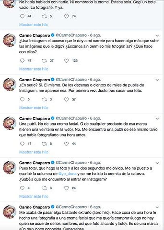 El hilo de la conversación que abrió la presentadora en Twitter.