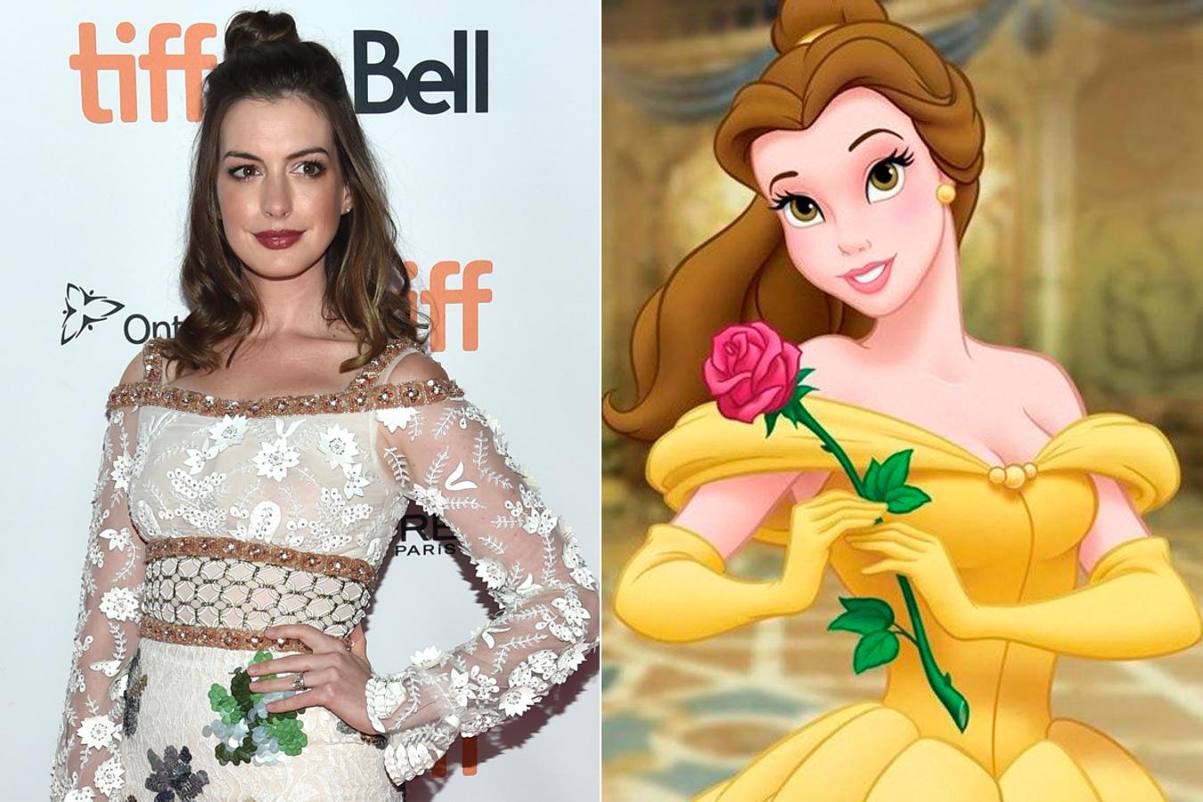 La dulzura de su rostro, los ojos grandes y la forma de la boca convierten a la actriz Anne Hathaway en la versión real de Bella, la protagonista de 'La Bella y la Bestia'.