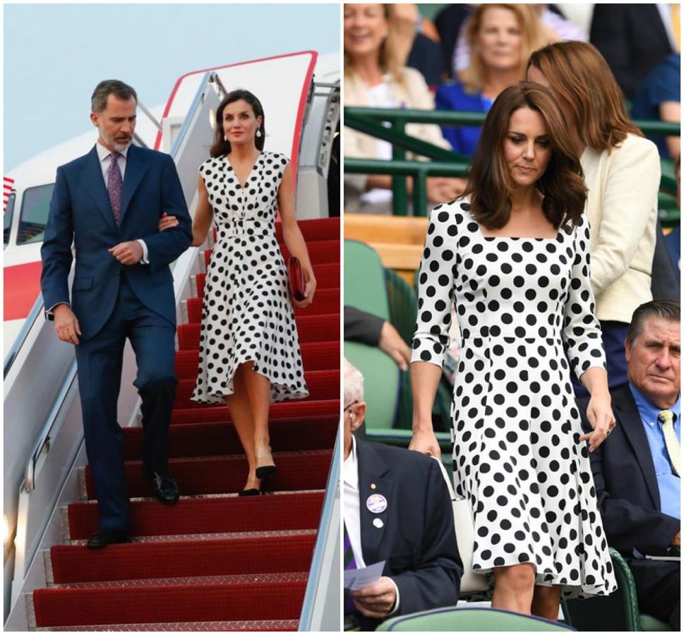 Letizia estaba impresionante a su llegada a EE.UU. con este vestido de lunares de Matilde Cano al que no puede hacer sombra ni siquiera el también maravilloso Dolce&Gabbana de Kate Middleton en Wimbledon.