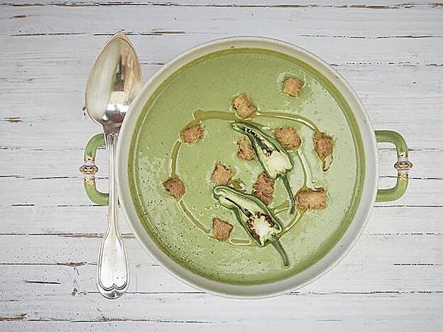 Este es el aspecto de nuestro gazpacho verde.