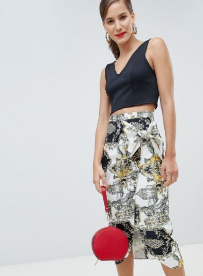 Falda midi. Una versión más larga y en tono más claro del estampado (River Island, 47,99 euros).