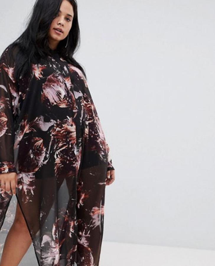 Vestido camisero midi con estampado floral de Grunge Religion Plus, 117,99 euros.