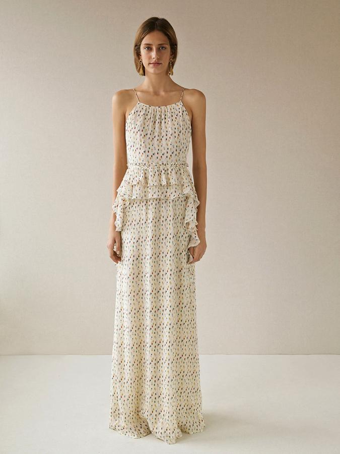 Maxi vestido con pinceladas algodón y seda. Antes: 298 euros. Ahora: 149 euros.