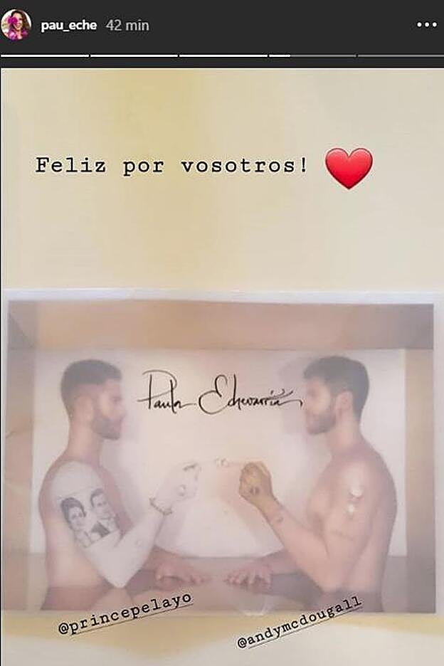 Paula Echevarría ha anunciado su invitación a la boda de Pelayo Díaz y Andy McDougall a través de uno de sus 'stories'.