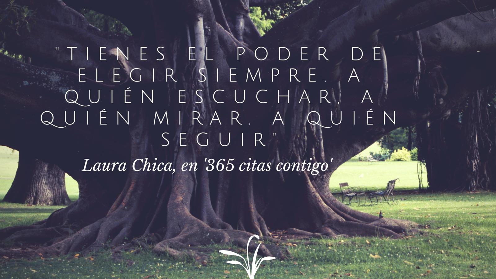 La autora de '365 citas contigo' explica así la capacidad que tenemos de elegir lo que sí y lo que no va a formar parte de nuestra vida: "Elige rodearte de los que te dicen que puedes. No le des a nadie el poder de decidir qué puedes hacer, hasta dónde puedes llegar o quién puedes ser. Nadie tiene suficiente poder sobre ti para hacerte sentir pequeño. Nadie te puede hacer creer que no eres suficientemente buena. ¿Cómo dejas que venga alguien y te diga que así no, que tienes que dejar de ser para llegar o conseguir algo? Siempre tienes el poder de elegir a quién escuchas y a quién no, que no está la vida para rodearse de los que te dicen que no puedes. Cada día puedes intentar ser un poco mejor, pero siendo tú, con tu esencia, tus pasados y el futuro que tú elijas con cada paso. Sí, tú: recuerda que no hay nadie como tú".
