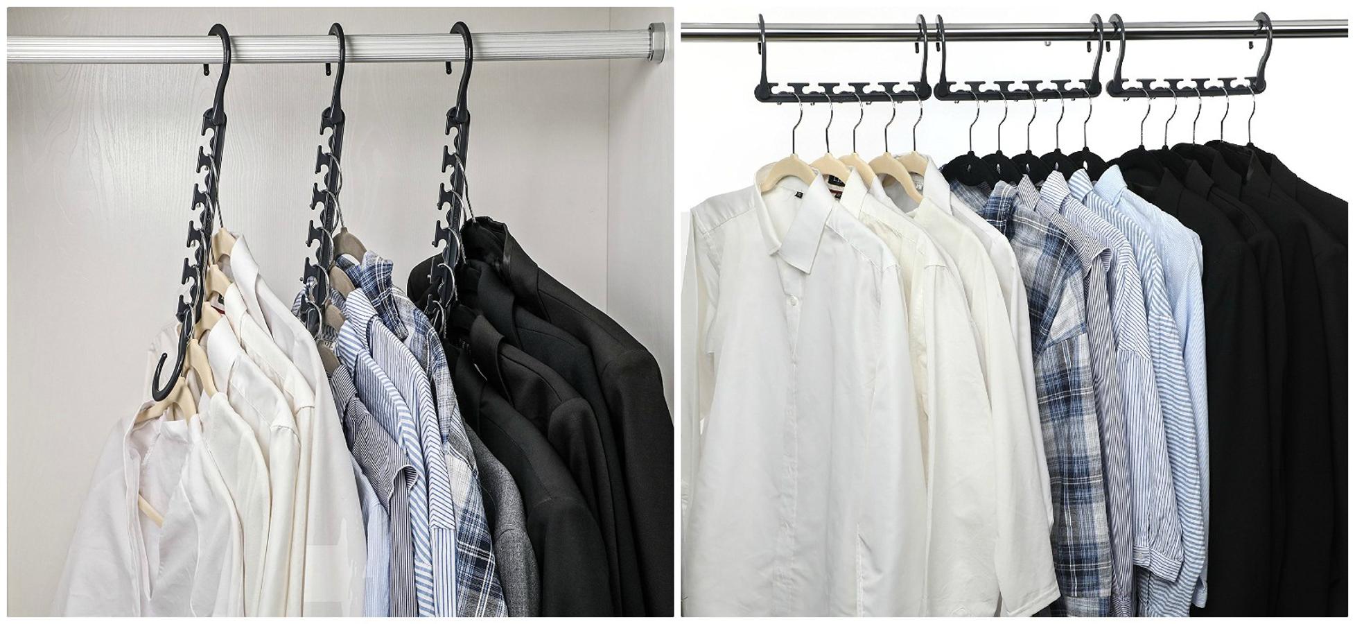 Este set de perchas multiusos te ayuda ahorrar espacio, en cada percha puedes colgar como máximo 10 prendas. Puedes usarla vertical u horizontalmente. Precio: 13,99 euros.