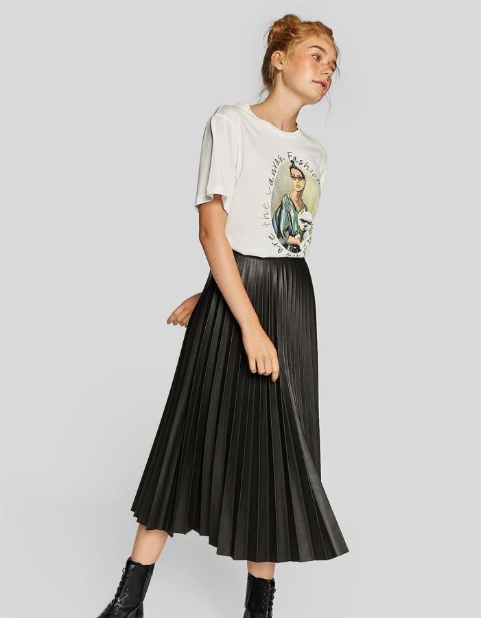 Falda plisada, 25,99 euros.