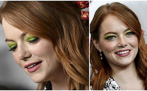El maquillaje de Emma Stone durante el estreno de la película The Favourite.