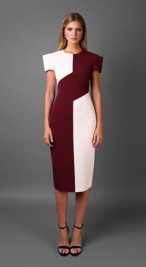 El juego geométrico de colores y los hombros armados del vestido Gilbert de Victoria by Vicky Martín Berrocal nos parece absolutamente sensacional. Precio: 295 euros.