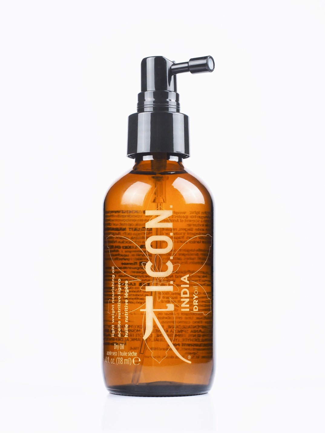 Aceite seco para pelo India de I.C.O.N. combina el aceite de argán con el de moringa (39,50 €).