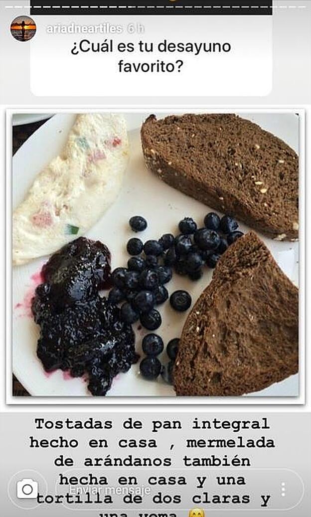 El desayudo favorito de Ariadne Artiles.