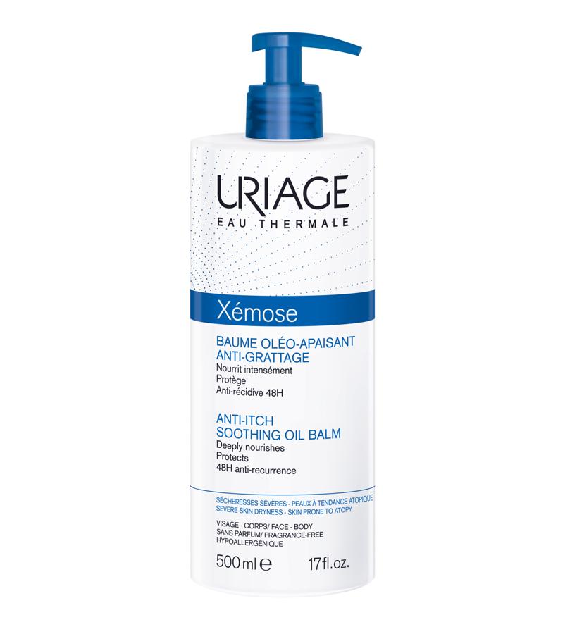 Su textura bálsamo en aceite no graso, nutre intensamente y alivia la sensación de sequedad. También refuerza la y película hidrolipídica y restaura la suavidad y la elasticidad de la piel. Permite vestirse inmediatamente.  Bálsamo Óleo-Calmante Anti-Purito Xémose de Uriage  (26,50 €).