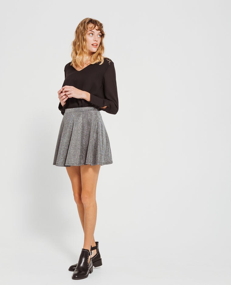 Minifalda de patinadora en color metalizado de Pimkie: 12,99 euros.