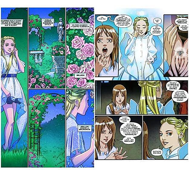 El guion del cómic es de Juan El Torres; los dibujos, de Belén Ortega; a Elia la viste Delpozo; y las fotos de campaña son Filip Custic.