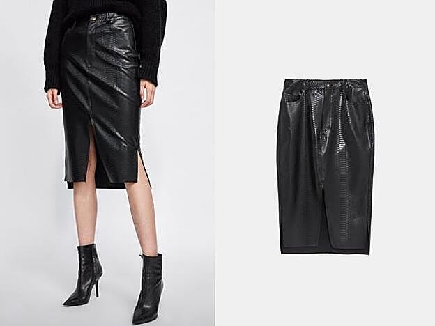 Falda de cuero de Zara: 25,95 euros.