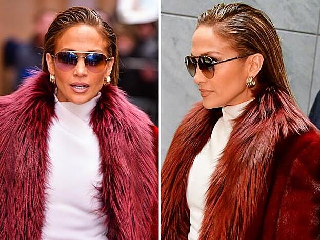 Jennifer López con su peinado wet.