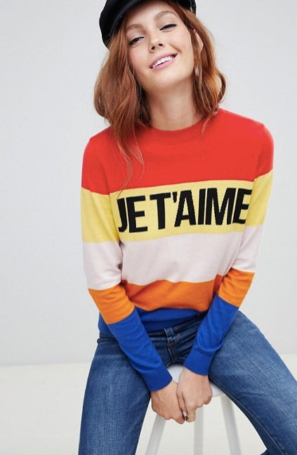 Jersey con mensaje y a rayas: 36,99 euros en Asos.