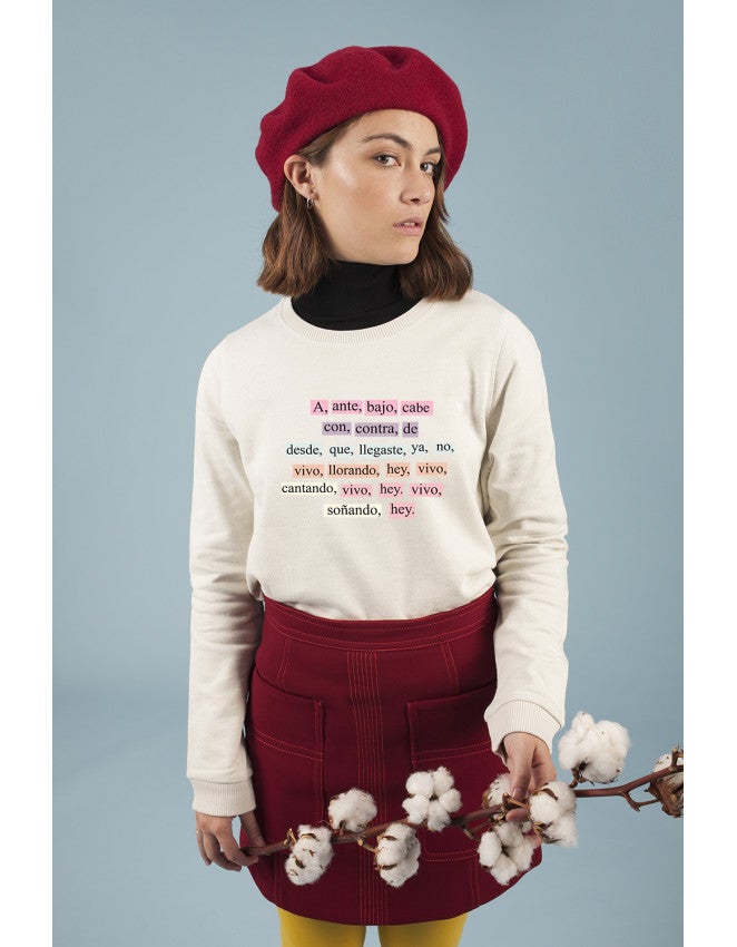Sudadera blanca con conjunciones y final inesperado: 52 euros en Offsetcollage.