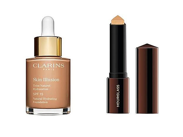 1. Base de maquillaje Skin Illusion de Clarins (40 €). 2. Vanish Seamless Finish Foundation Stick de Hourglass (50 €). En Sephora.