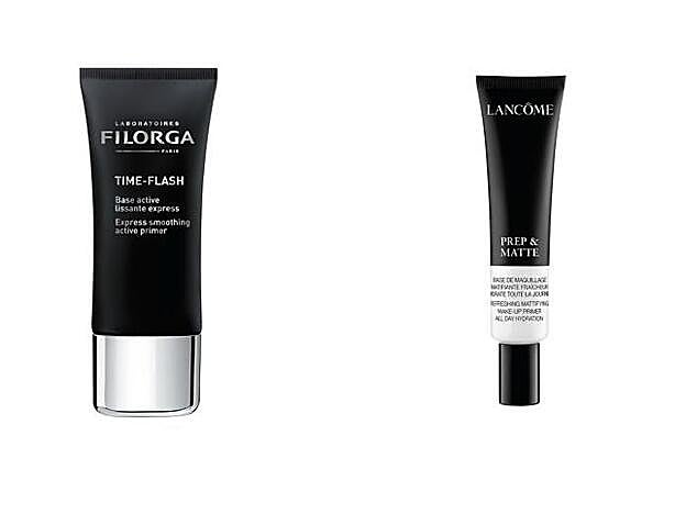 1. Time-Flash Base Active Lissante Express de Filorga (39,90 €). 2. Prebase Prep &amp; Matte de Lancôme (47 €).