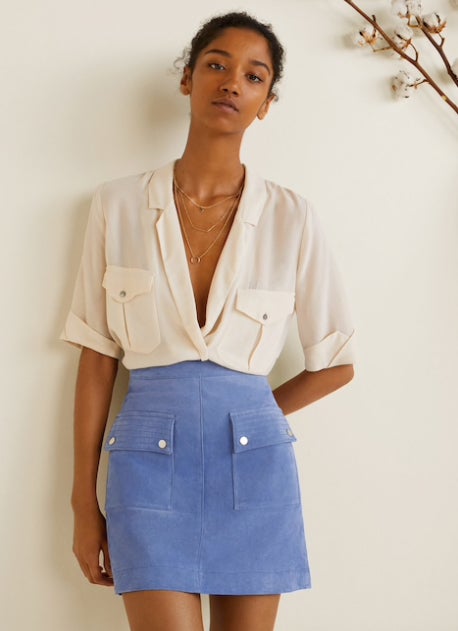 Falda de ante con bolsillos de Mango: 29,99 euros.