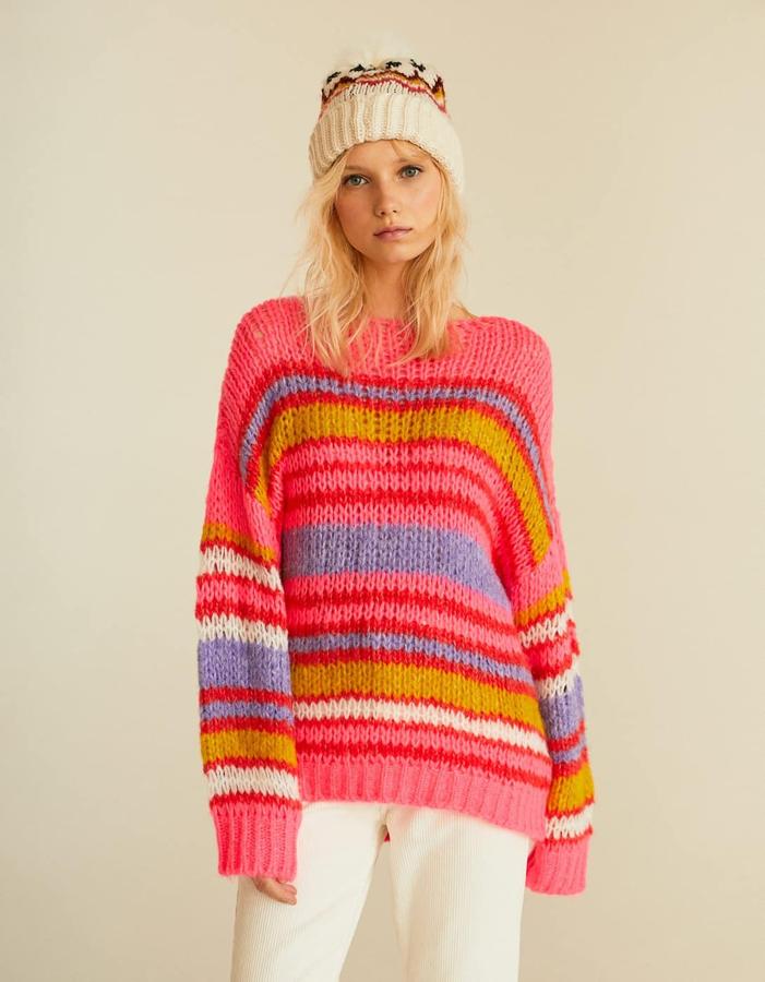 Jersey de rayas en color fluor, 15,99 euros.