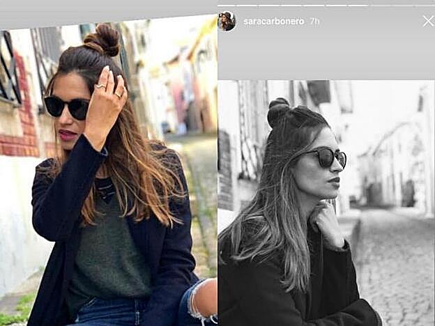 Sara Carbonero con un peinado half-up bun.