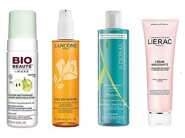 Bio-Beauté Espuma Limpiadora Suave Anti-Contaminación e Nuxe (14,90 euros). Miel-en-mousse de Lancôme (34 euros). Phy-AC Gel Moussant Purifiant de A-Derma (14,90 euros). Crema Espumosa de Lierac (19,90 euros).