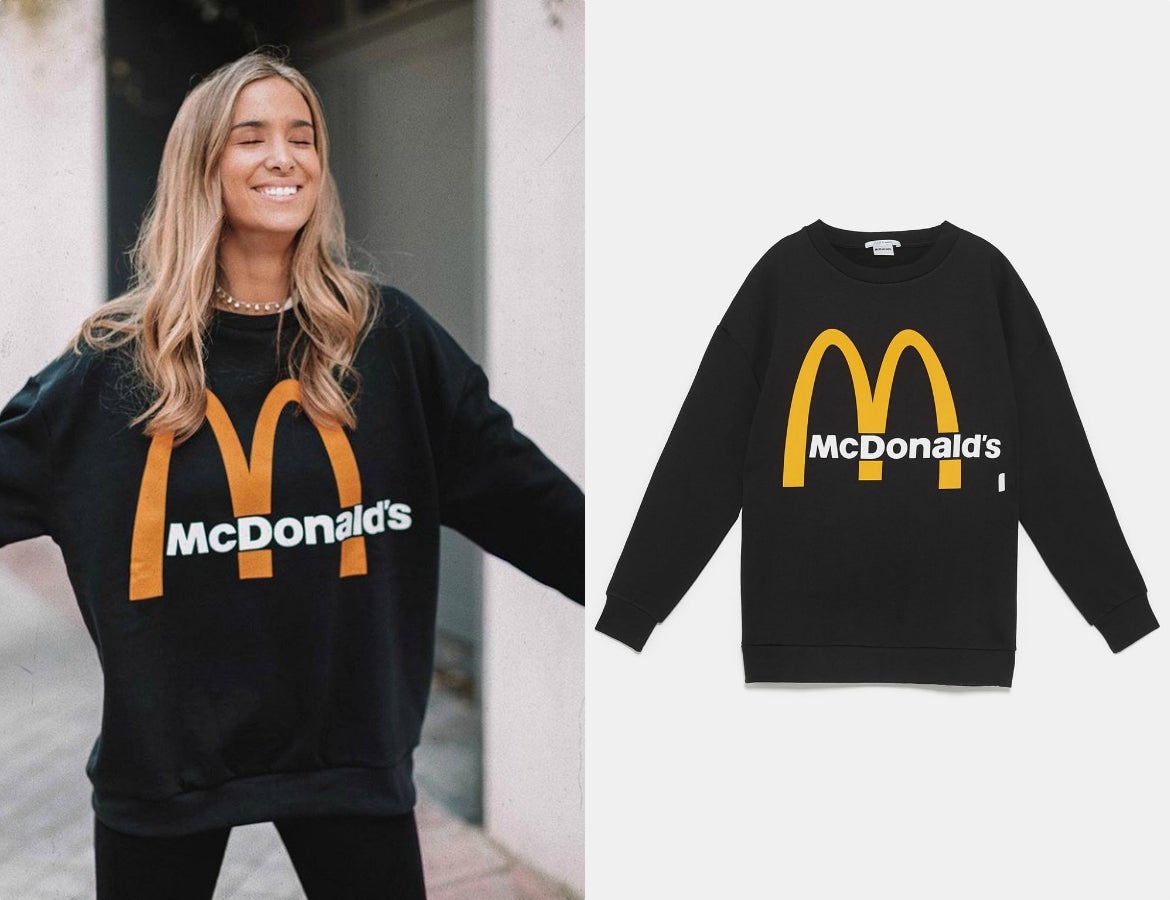 Locura máxima en Instagram con la sudadera del logo de McDonald (22,95 euros) con la que se hizo María Pombo. Una apuesta original y divertida para tus looks diarios.