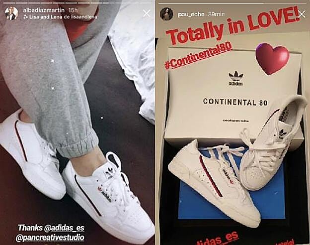 Alba Díaz y Paula Echevarría con las Adidas Continental 80.