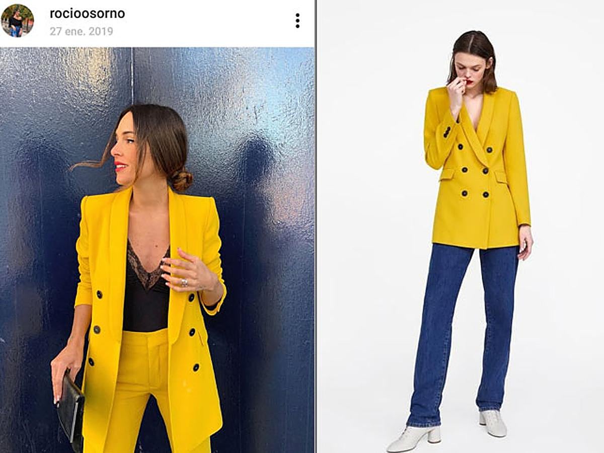 Rocío Osorno  nos enamoró por completo con uno de los trajes amarillos de Zara más copiados  de su nueva colección, pero en concreto la blazer ha sido la prenda más guardada en la red social. ¡Aún puede ser tuya por 79,95 euros!